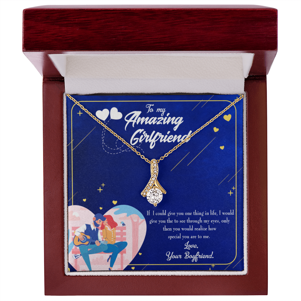 To My Girlfriend You are Special Alluring Ribbon Necklace Message Card-Express Your Love Gifts