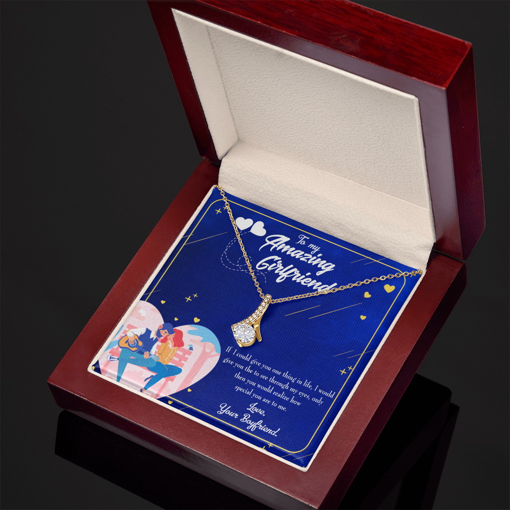 To My Girlfriend You are Special Alluring Ribbon Necklace Message Card-Express Your Love Gifts