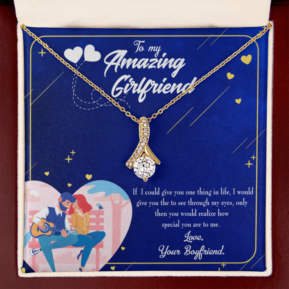 To My Girlfriend You are Special Alluring Ribbon Necklace Message Card-Express Your Love Gifts