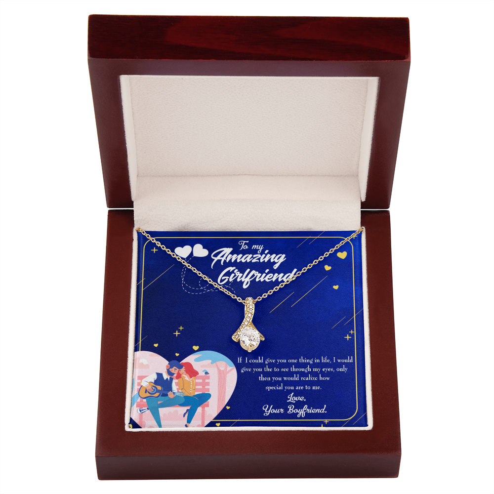 To My Girlfriend You are Special Alluring Ribbon Necklace Message Card-Express Your Love Gifts