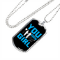 To My Girlfriend You Grow Girl Blue Necklace Stainless Steel or 18k Gold Dog Tag 24" Chain-Express Your Love Gifts