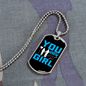 To My Girlfriend You Grow Girl Blue Necklace Stainless Steel or 18k Gold Dog Tag 24" Chain-Express Your Love Gifts