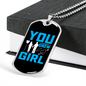 To My Girlfriend You Grow Girl Blue Necklace Stainless Steel or 18k Gold Dog Tag 24" Chain-Express Your Love Gifts