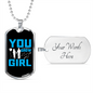 To My Girlfriend You Grow Girl Blue Necklace Stainless Steel or 18k Gold Dog Tag 24" Chain-Express Your Love Gifts