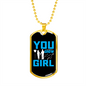 To My Girlfriend You Grow Girl Blue Necklace Stainless Steel or 18k Gold Dog Tag 24" Chain-Express Your Love Gifts