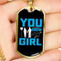 To My Girlfriend You Grow Girl Blue Necklace Stainless Steel or 18k Gold Dog Tag 24" Chain-Express Your Love Gifts