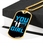 To My Girlfriend You Grow Girl Blue Necklace Stainless Steel or 18k Gold Dog Tag 24" Chain-Express Your Love Gifts