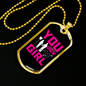 To My Girlfriend You Grow Girl Pink Necklace Stainless Steel or 18k Gold Dog Tag 24" Chain-Express Your Love Gifts