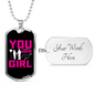 To My Girlfriend You Grow Girl Pink Necklace Stainless Steel or 18k Gold Dog Tag 24" Chain-Express Your Love Gifts