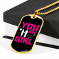 To My Girlfriend You Grow Girl Pink Necklace Stainless Steel or 18k Gold Dog Tag 24" Chain-Express Your Love Gifts