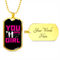 To My Girlfriend You Grow Girl Pink Necklace Stainless Steel or 18k Gold Dog Tag 24" Chain-Express Your Love Gifts