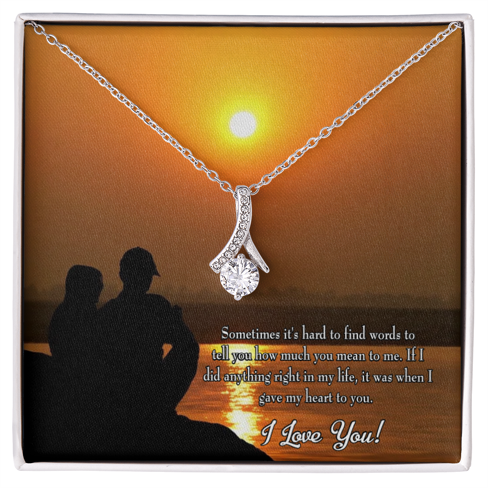 To My Girlfriend You Have my Heart Alluring Ribbon Necklace Message Card-Express Your Love Gifts