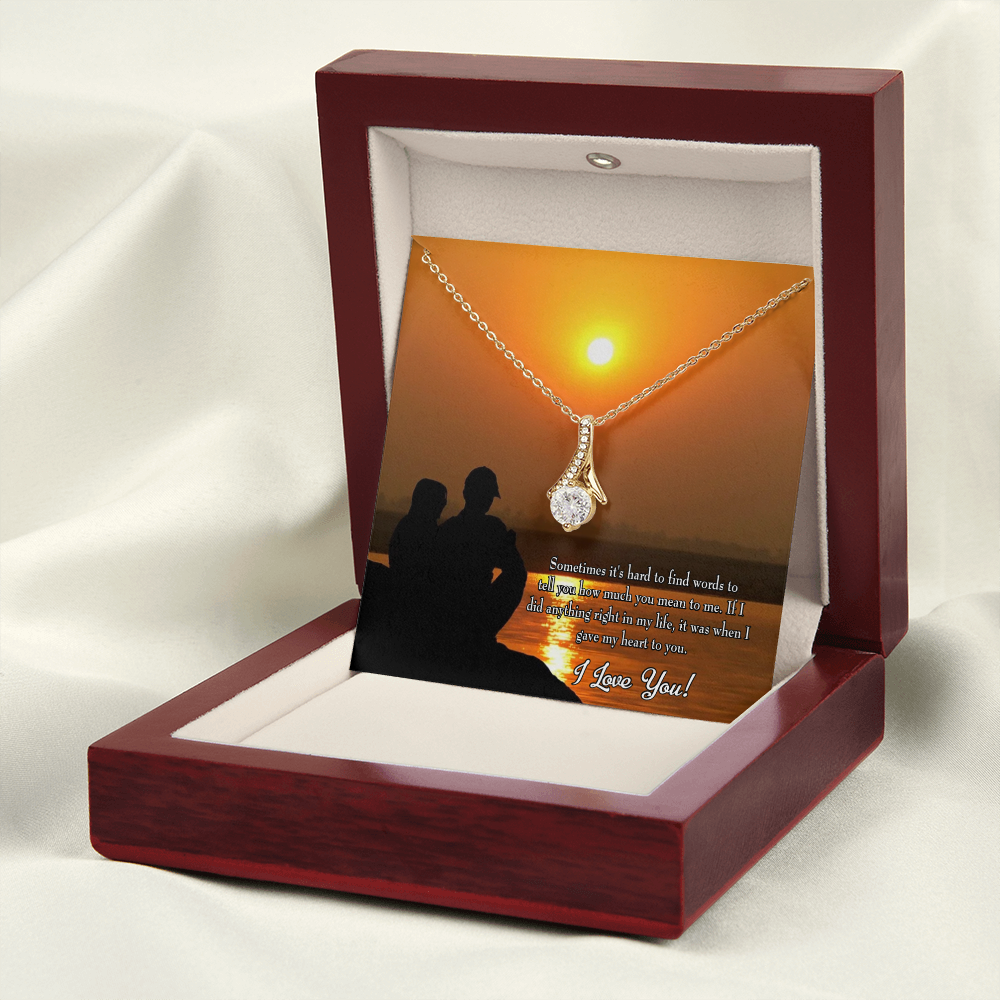 To My Girlfriend You Have my Heart Alluring Ribbon Necklace Message Card-Express Your Love Gifts