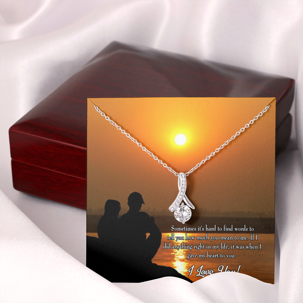 To My Girlfriend You Have my Heart Alluring Ribbon Necklace Message Card-Express Your Love Gifts