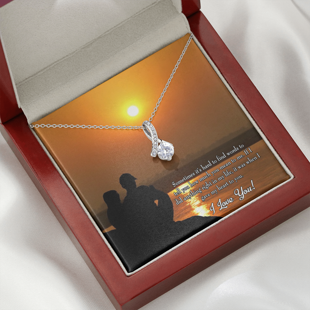 To My Girlfriend You Have my Heart Alluring Ribbon Necklace Message Card-Express Your Love Gifts