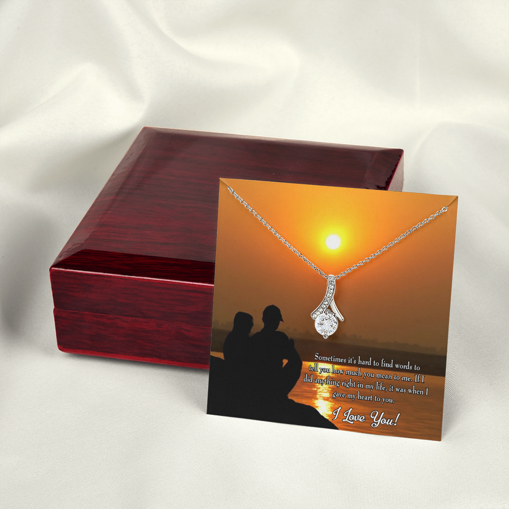 To My Girlfriend You Have my Heart Alluring Ribbon Necklace Message Card-Express Your Love Gifts