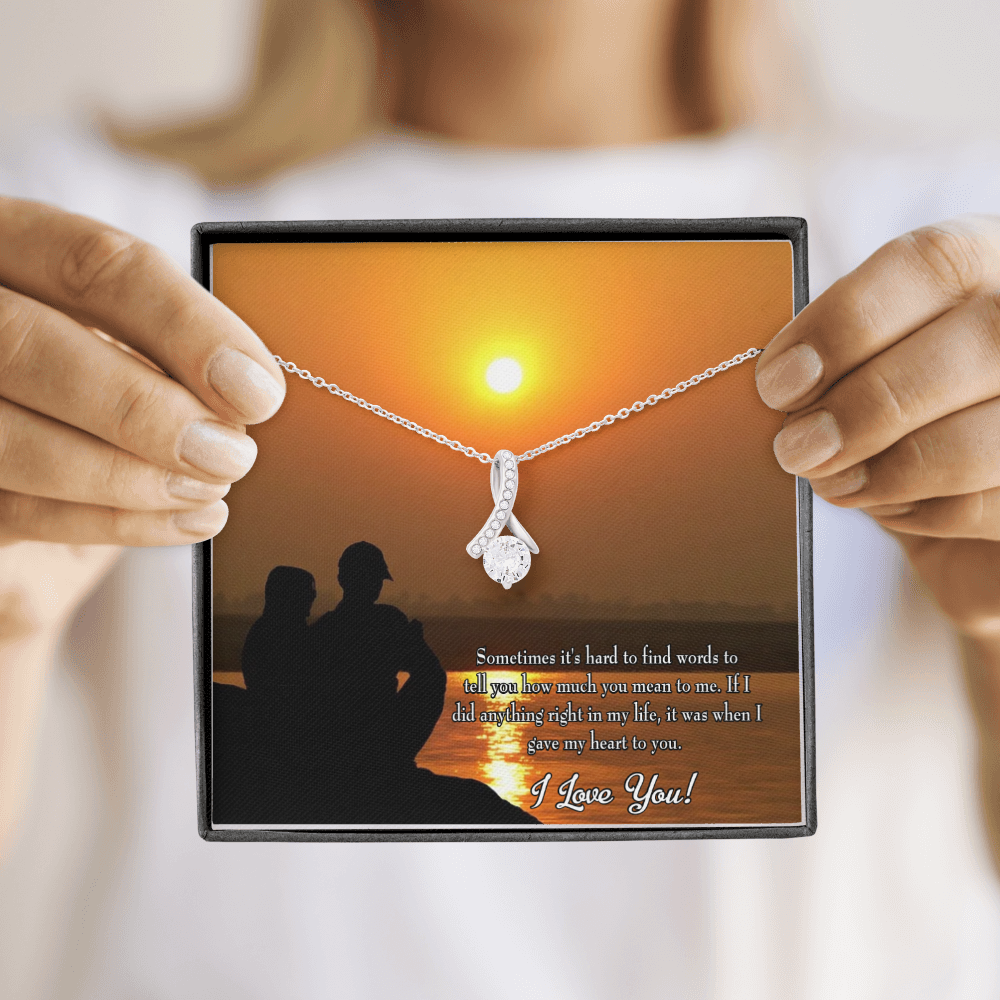 To My Girlfriend You Have my Heart Alluring Ribbon Necklace Message Card-Express Your Love Gifts