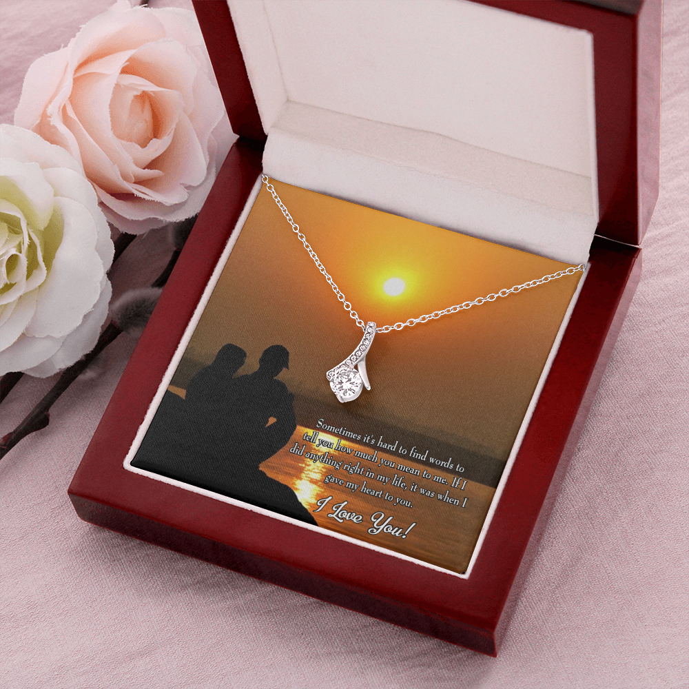 To My Girlfriend You Have my Heart Alluring Ribbon Necklace Message Card-Express Your Love Gifts