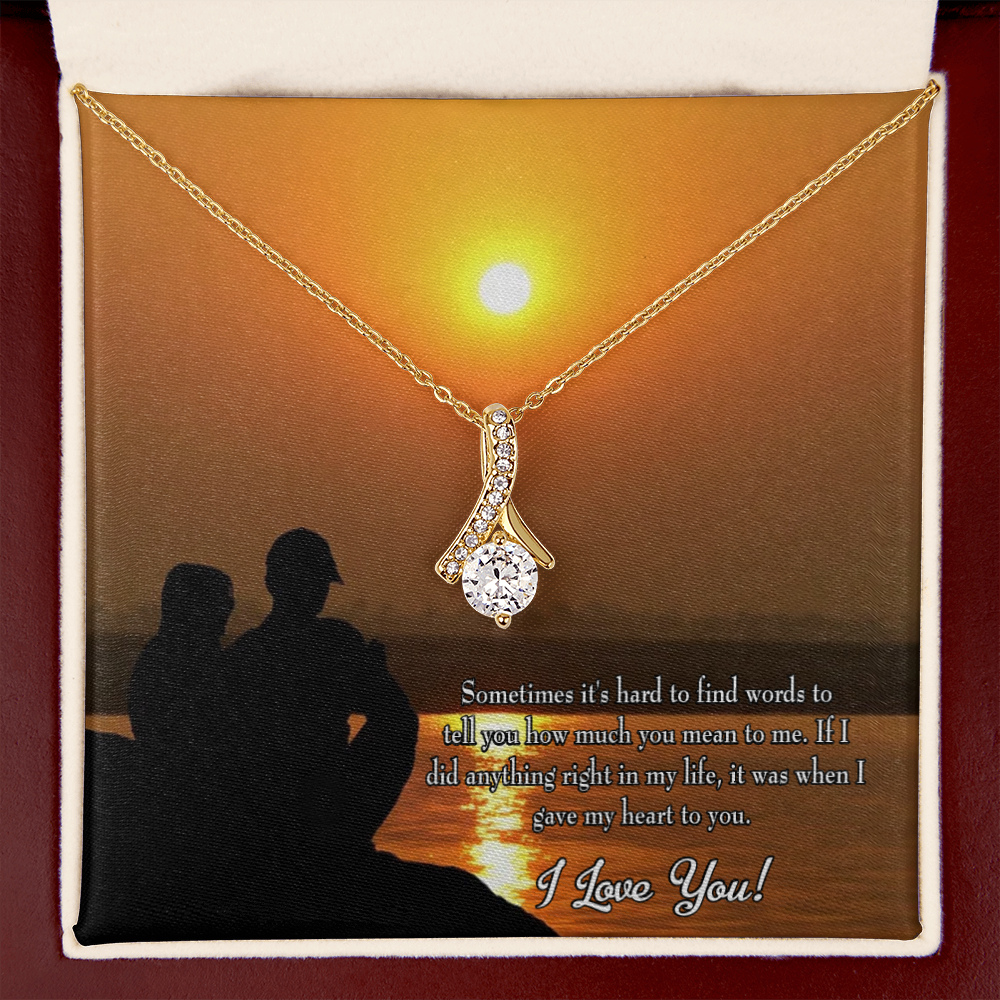 To My Girlfriend You Have my Heart Alluring Ribbon Necklace Message Card-Express Your Love Gifts