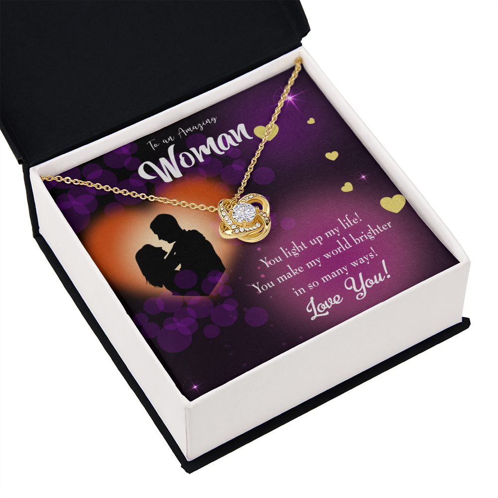 To My Girlfriend You Light Up My Life Infinity Knot Necklace Message Card-Express Your Love Gifts