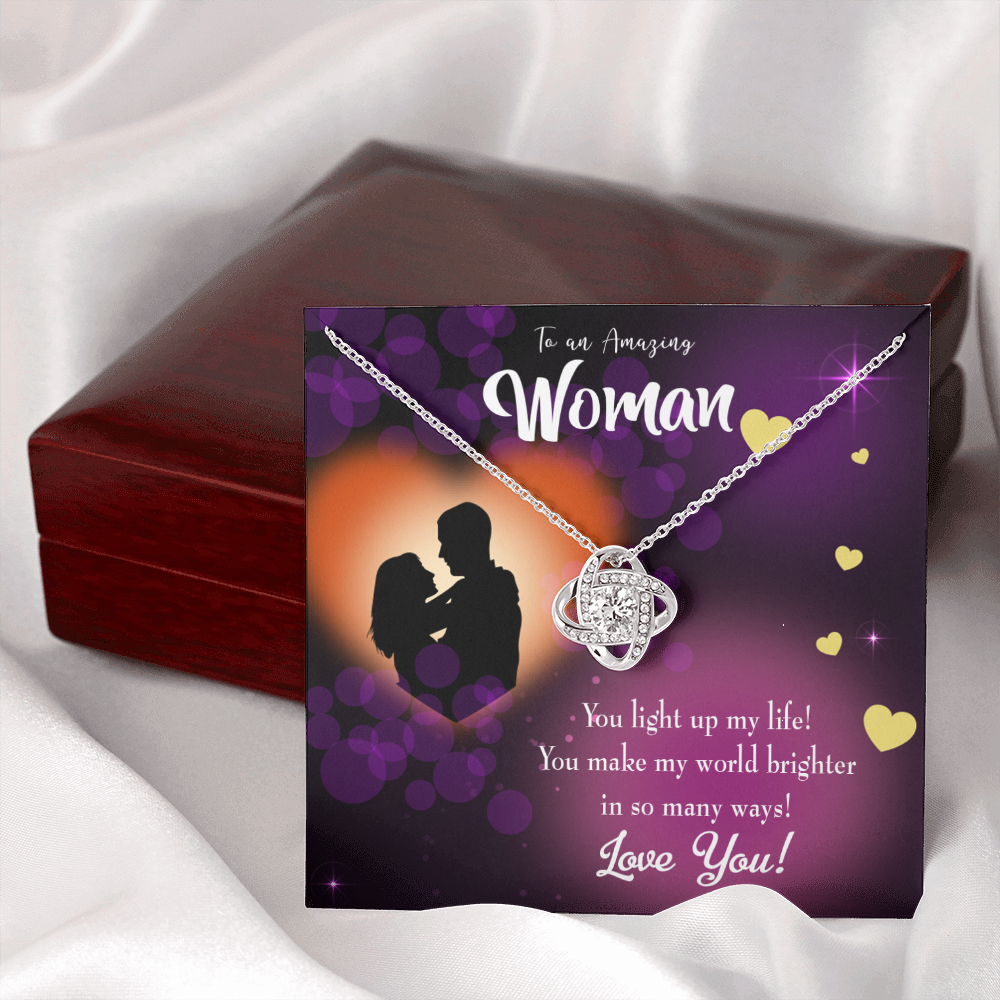 To My Girlfriend You Light Up My Life Infinity Knot Necklace Message Card-Express Your Love Gifts