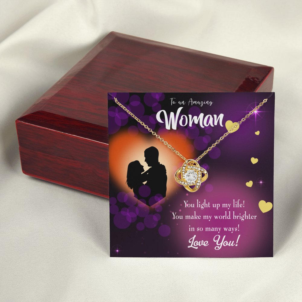 To My Girlfriend You Light Up My Life Infinity Knot Necklace Message Card-Express Your Love Gifts