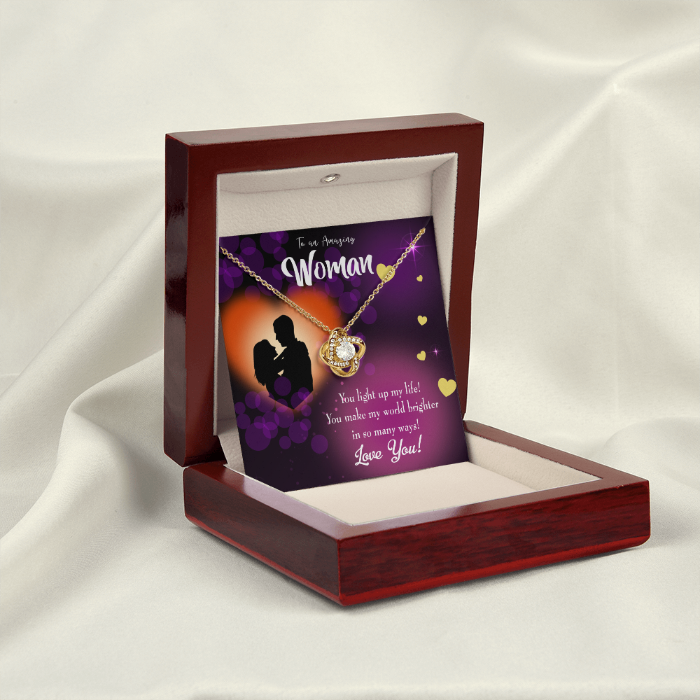 To My Girlfriend You Light Up My Life Infinity Knot Necklace Message Card-Express Your Love Gifts