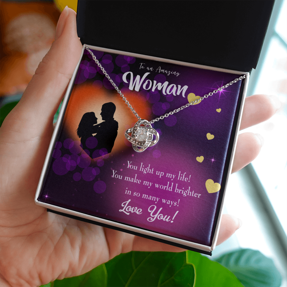 To My Girlfriend You Light Up My Life Infinity Knot Necklace Message Card-Express Your Love Gifts