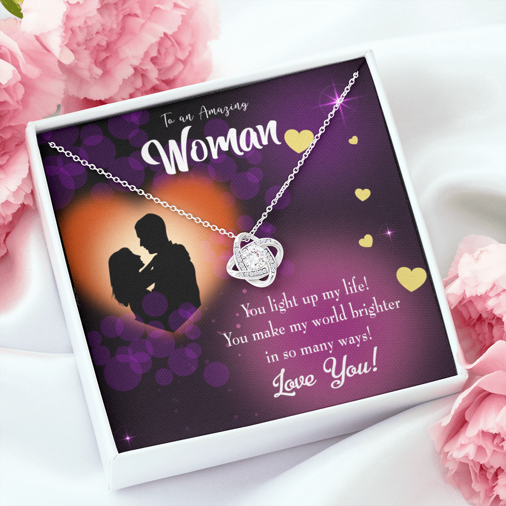 To My Girlfriend You Light Up My Life Infinity Knot Necklace Message Card-Express Your Love Gifts