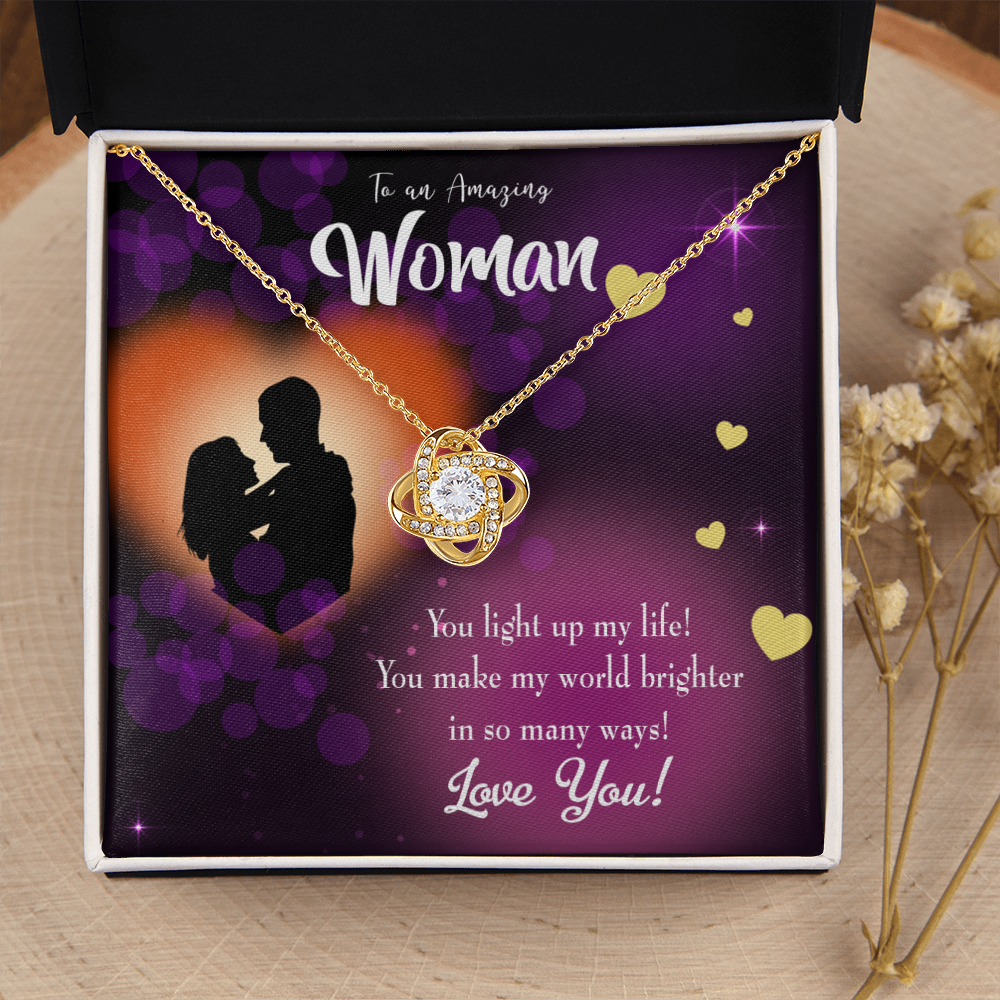 To My Girlfriend You Light Up My Life Infinity Knot Necklace Message Card-Express Your Love Gifts