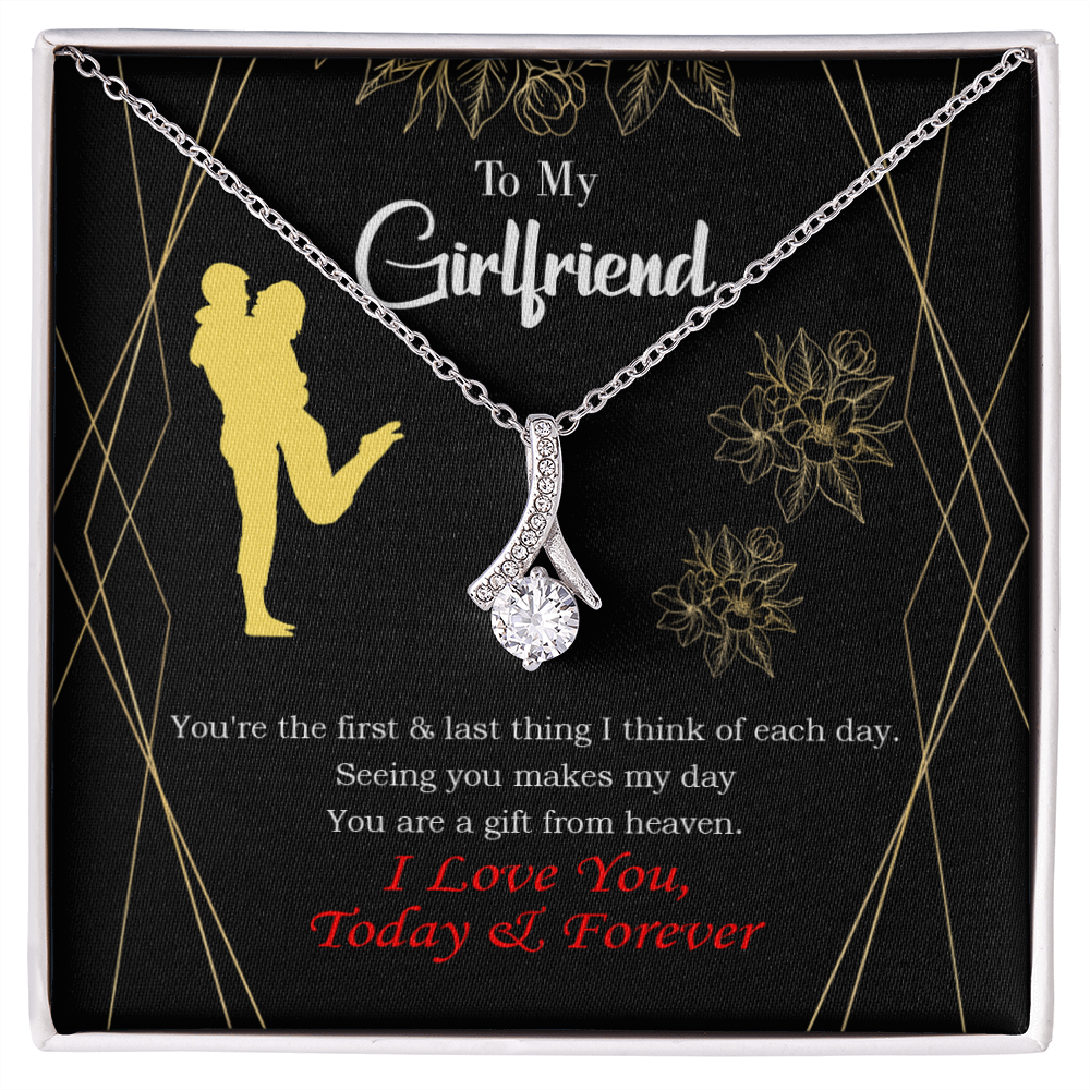 To My Girlfriend You Make my Day Alluring Ribbon Necklace Message Card-Express Your Love Gifts