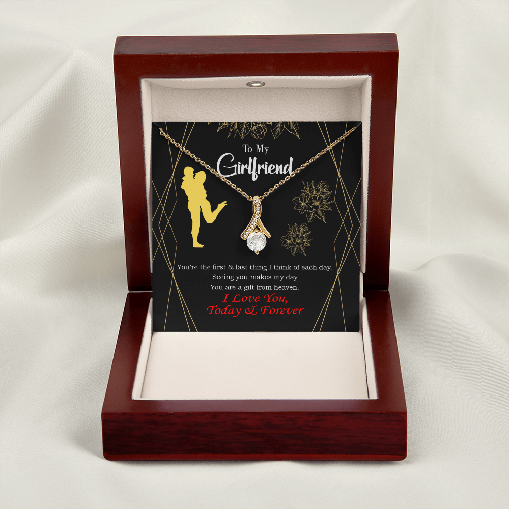 To My Girlfriend You Make my Day Alluring Ribbon Necklace Message Card-Express Your Love Gifts