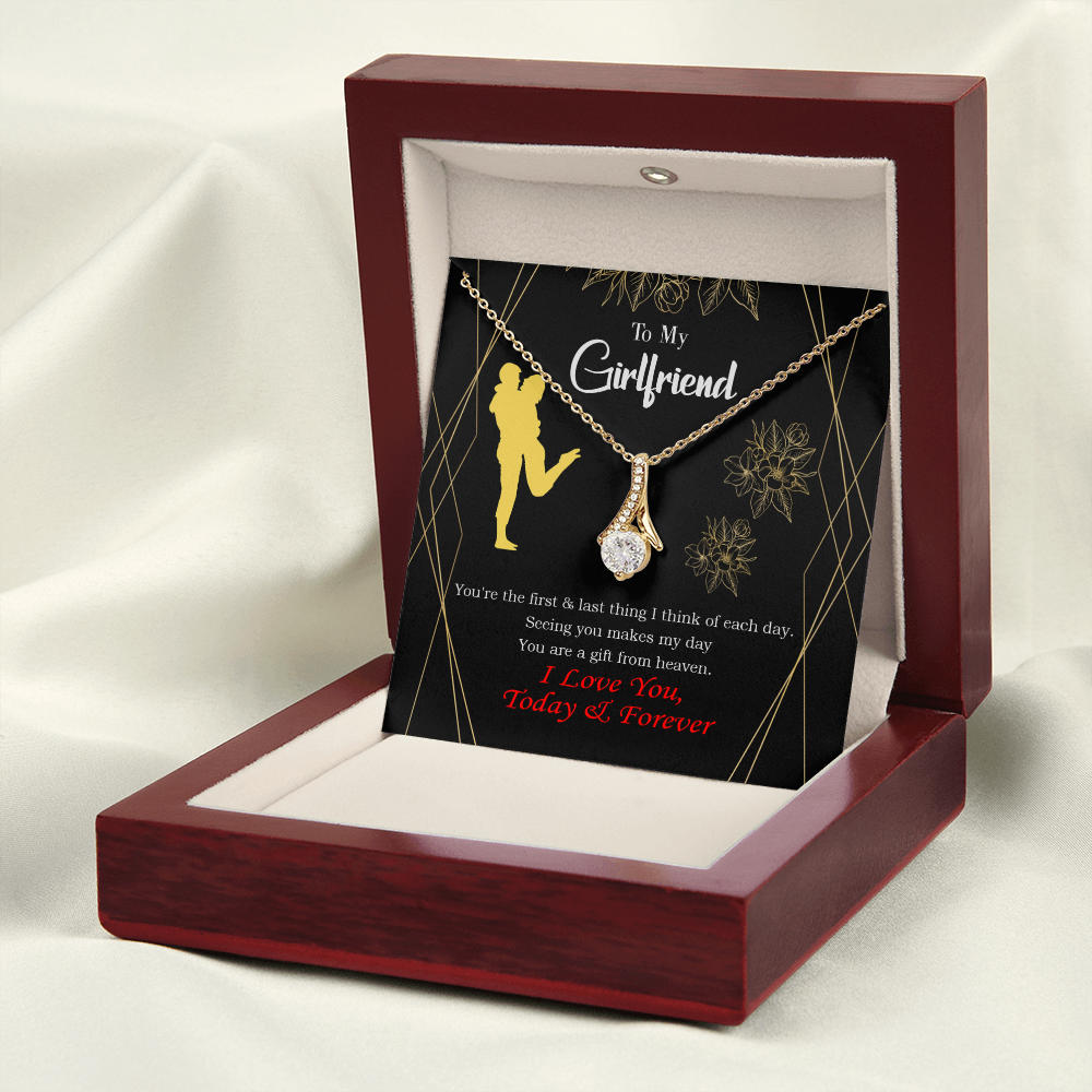 To My Girlfriend You Make my Day Alluring Ribbon Necklace Message Card-Express Your Love Gifts