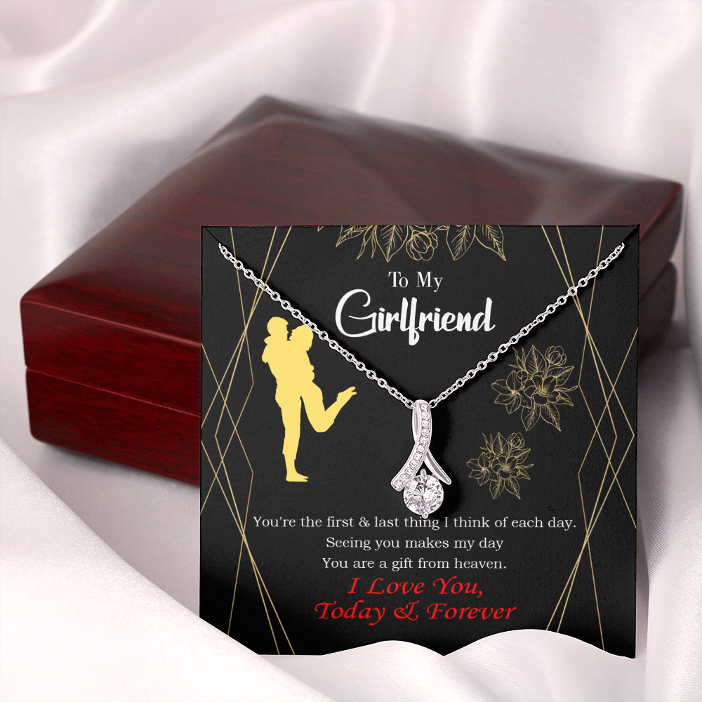 To My Girlfriend You Make my Day Alluring Ribbon Necklace Message Card-Express Your Love Gifts