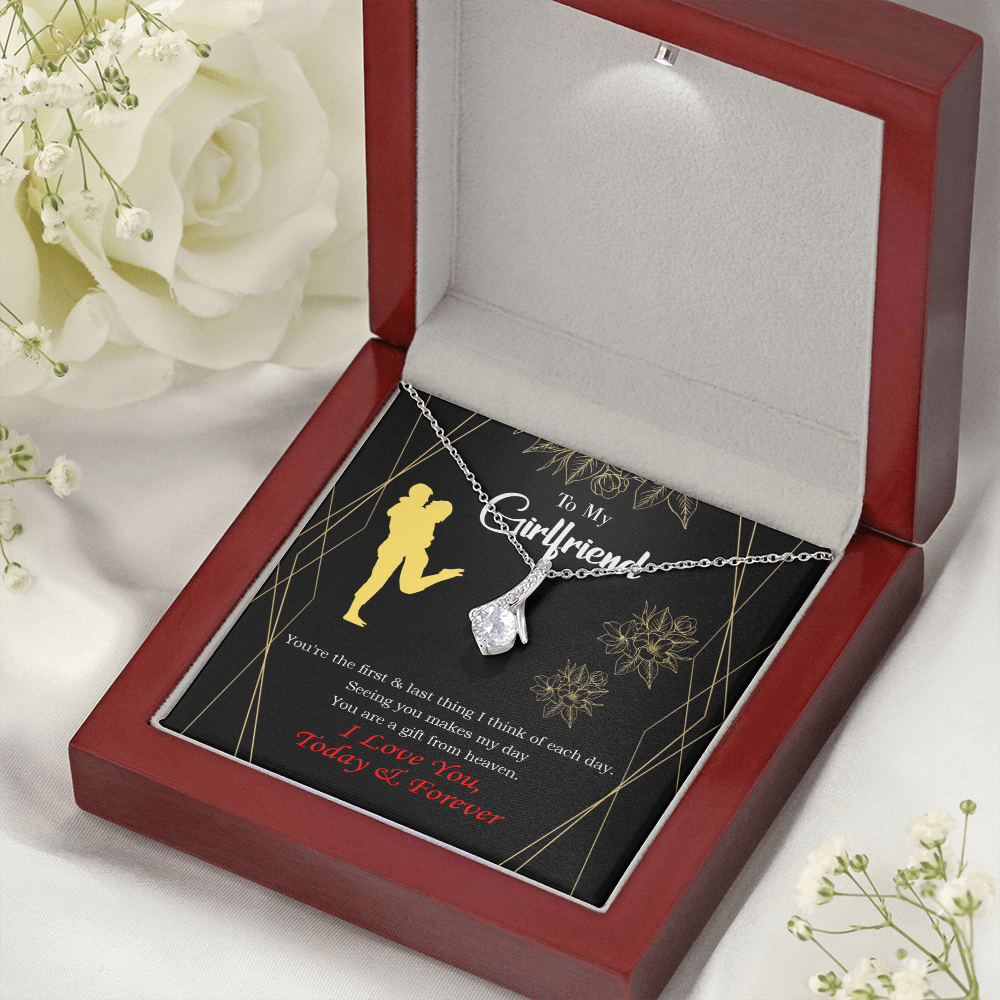 To My Girlfriend You Make my Day Alluring Ribbon Necklace Message Card-Express Your Love Gifts