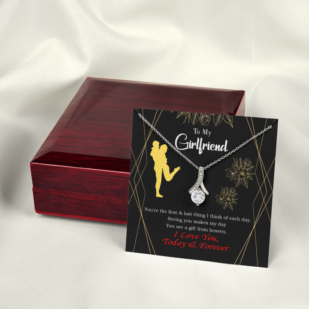 To My Girlfriend You Make my Day Alluring Ribbon Necklace Message Card-Express Your Love Gifts