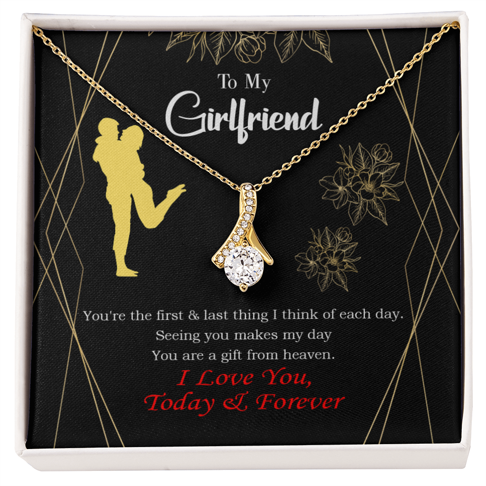 To My Girlfriend You Make my Day Alluring Ribbon Necklace Message Card-Express Your Love Gifts