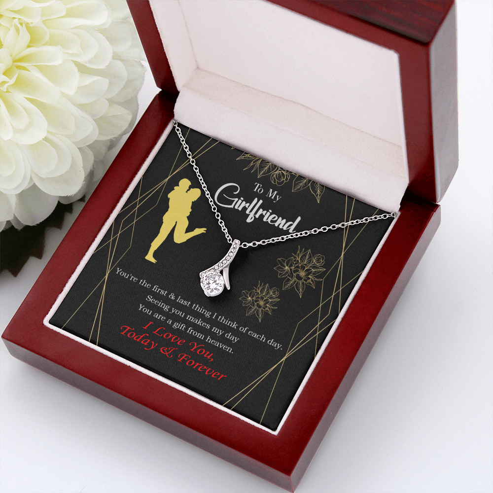 To My Girlfriend You Make my Day Alluring Ribbon Necklace Message Card-Express Your Love Gifts