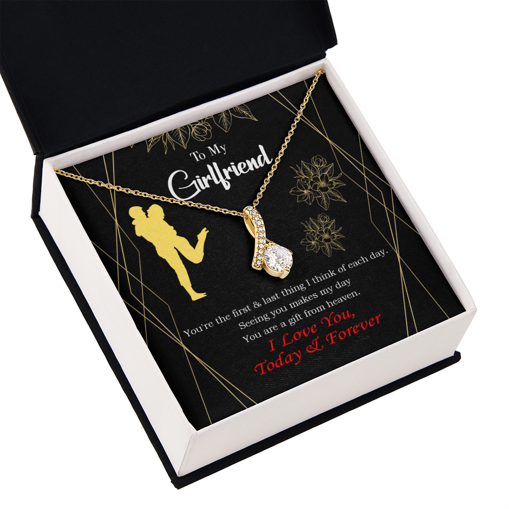 To My Girlfriend You Make my Day Alluring Ribbon Necklace Message Card-Express Your Love Gifts