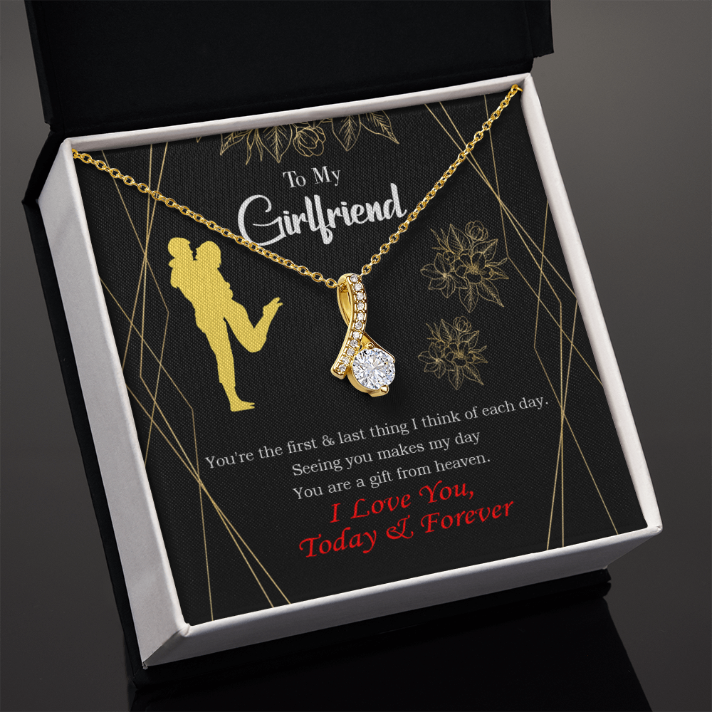 To My Girlfriend You Make my Day Alluring Ribbon Necklace Message Card-Express Your Love Gifts