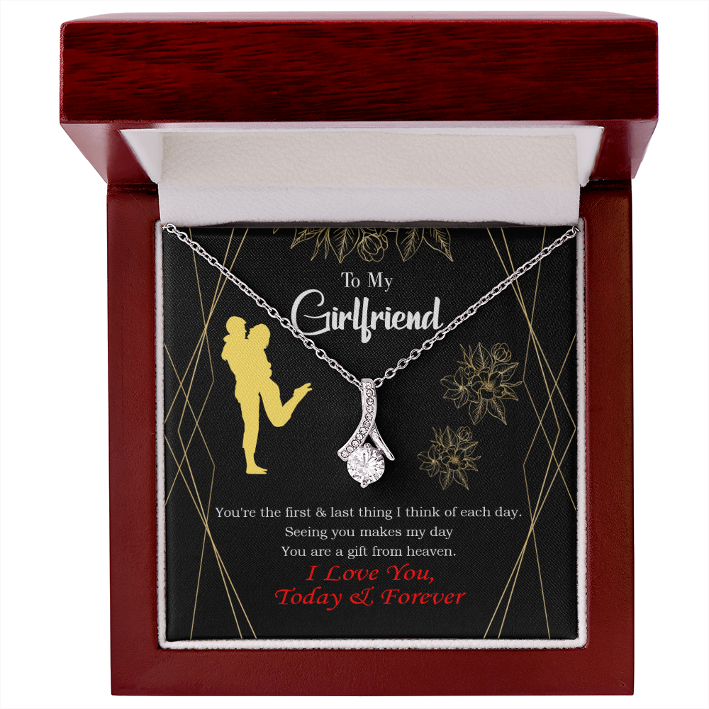 To My Girlfriend You Make my Day Alluring Ribbon Necklace Message Card-Express Your Love Gifts