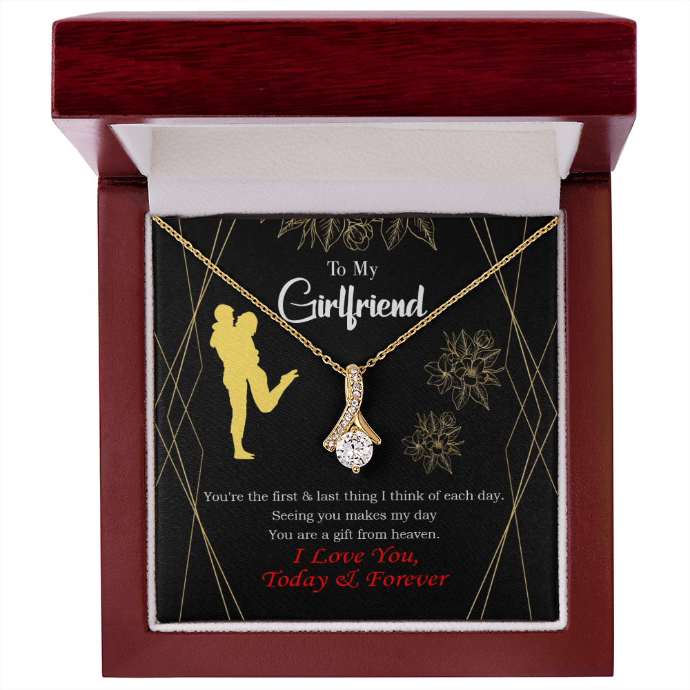 To My Girlfriend You Make my Day Alluring Ribbon Necklace Message Card-Express Your Love Gifts