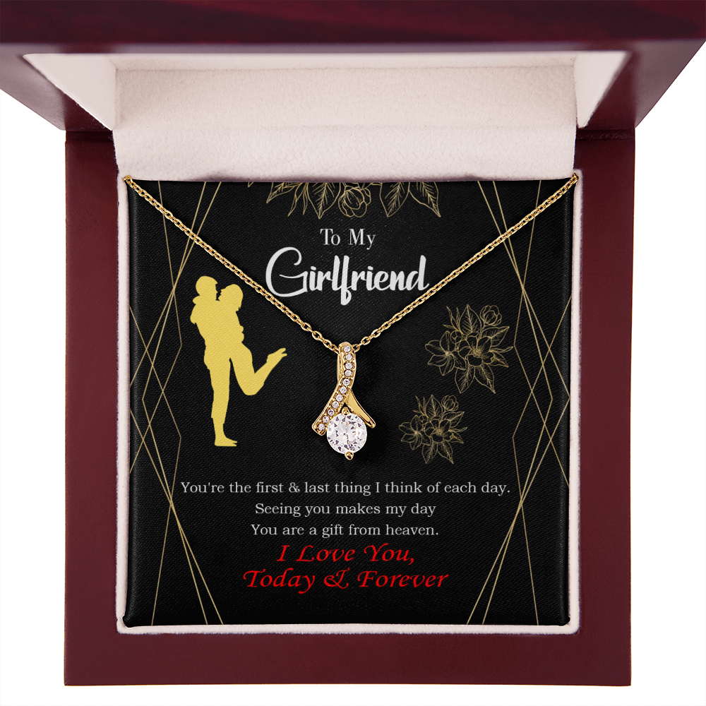 To My Girlfriend You Make my Day Alluring Ribbon Necklace Message Card-Express Your Love Gifts
