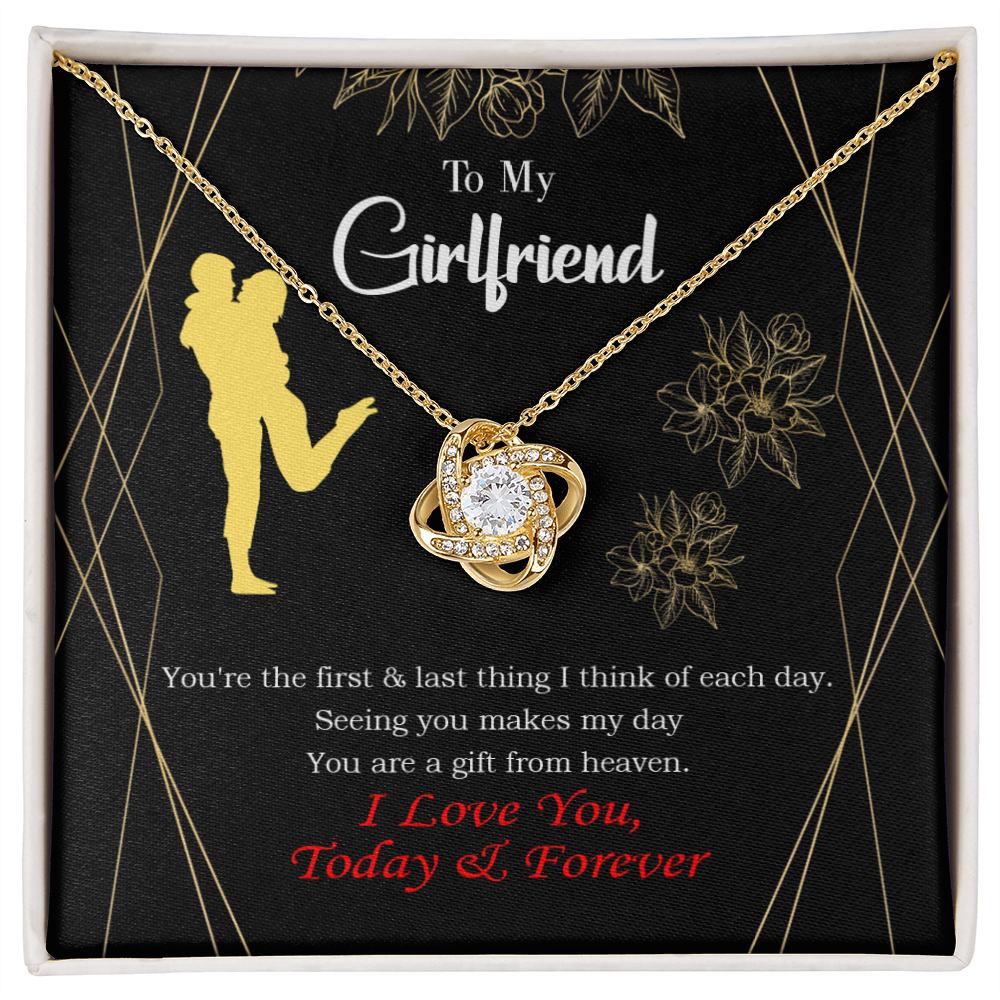 To My Girlfriend You Make my Day Infinity Knot Necklace Message Card-Express Your Love Gifts