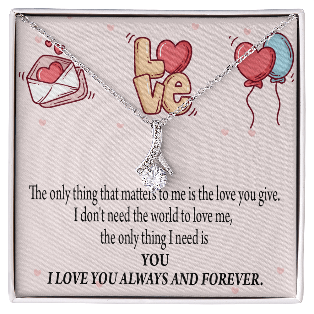 To My Girlfriend You Matter Most Alluring Ribbon Necklace Message Card-Express Your Love Gifts