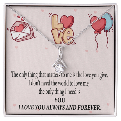 To My Girlfriend You Matter Most Alluring Ribbon Necklace Message Card-Express Your Love Gifts