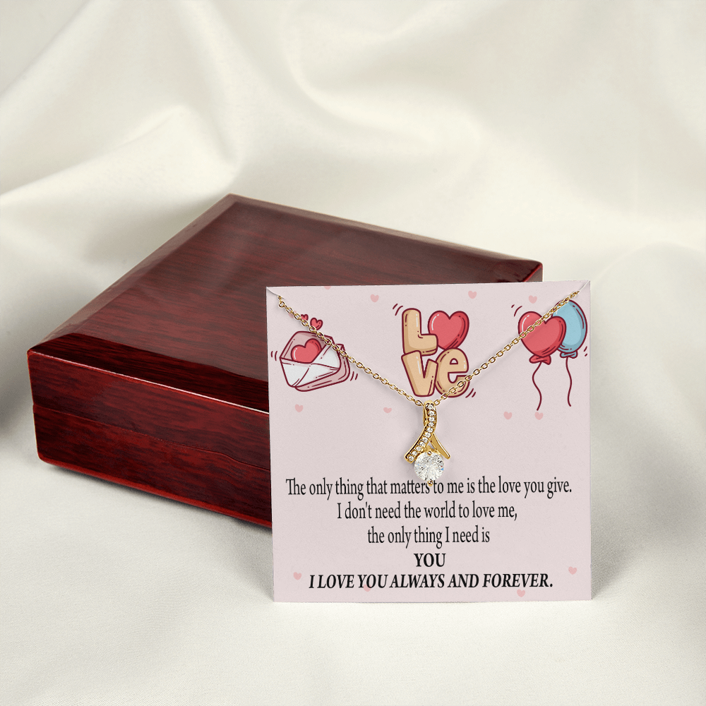 To My Girlfriend You Matter Most Alluring Ribbon Necklace Message Card-Express Your Love Gifts