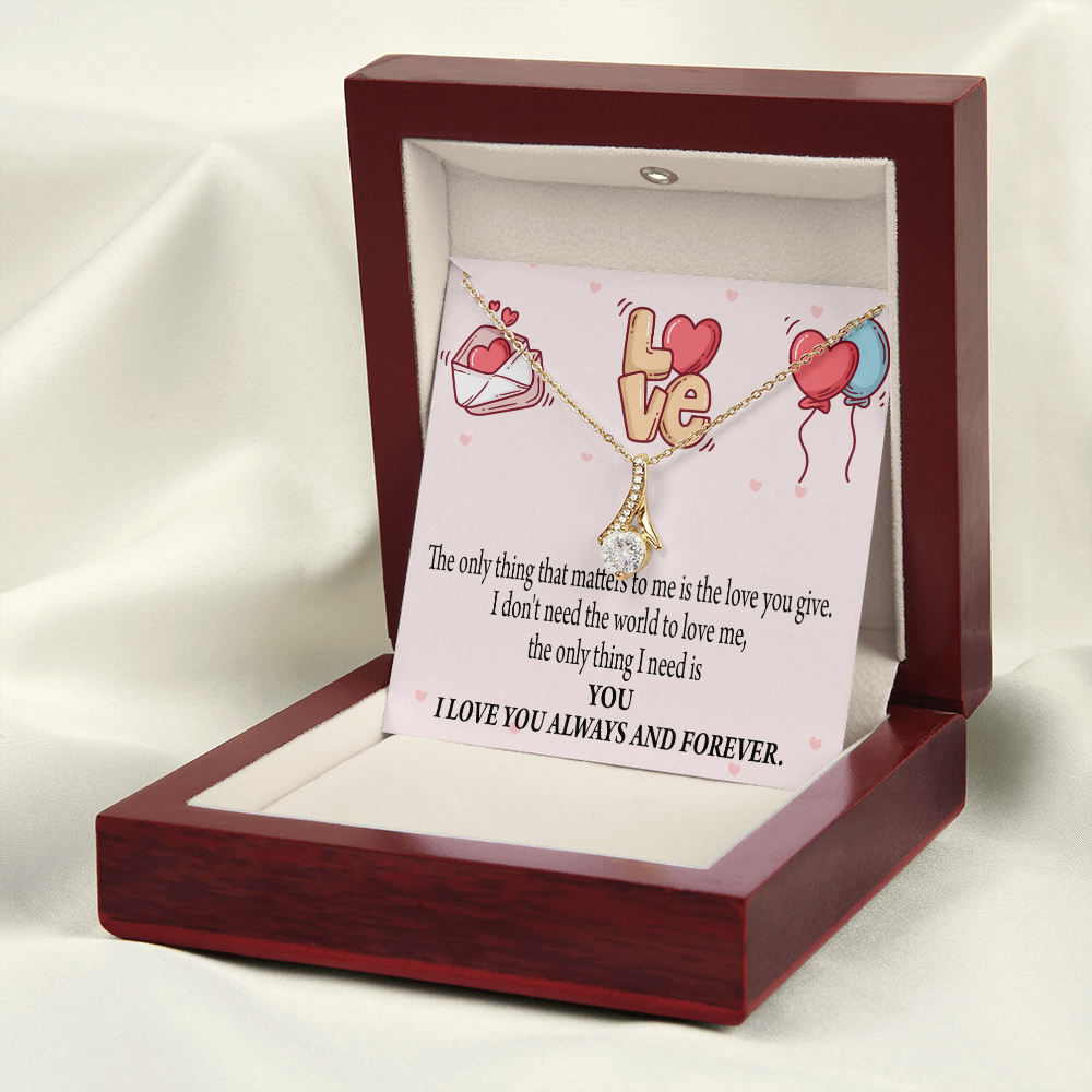 To My Girlfriend You Matter Most Alluring Ribbon Necklace Message Card-Express Your Love Gifts