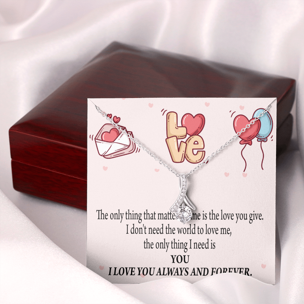 To My Girlfriend You Matter Most Alluring Ribbon Necklace Message Card-Express Your Love Gifts