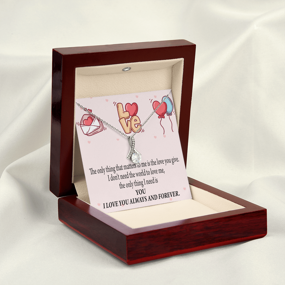 To My Girlfriend You Matter Most Alluring Ribbon Necklace Message Card-Express Your Love Gifts
